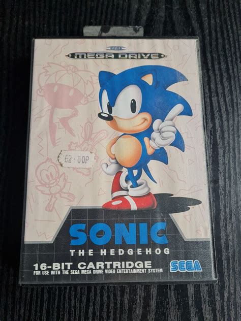 Vintage Sega Mega Drive Sonic The Hedgehog Case Cartridge And Manual