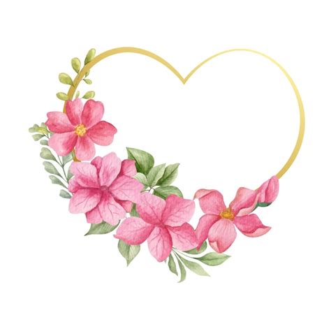 Premium Vector Valentine S Day Watercolor Floral Heart Shape Frame