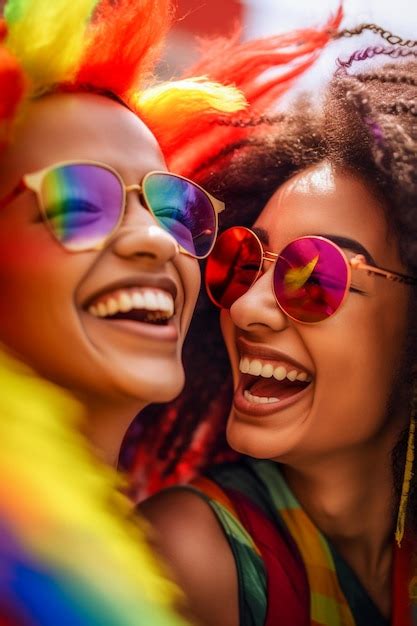 Premium Photo Happy Couple Celebrating At LGBTQ Gay Pride Parade In