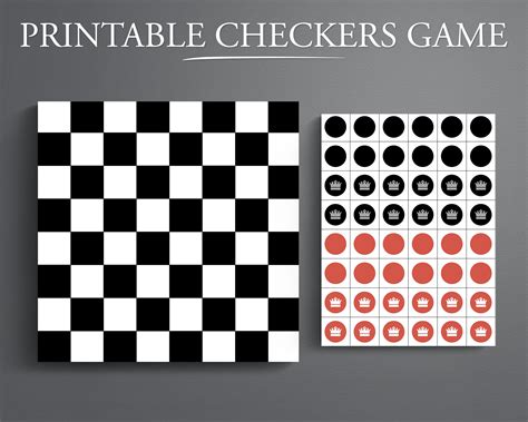 Printable Checkers Game. Printable Board Game. Printable Game. - Etsy