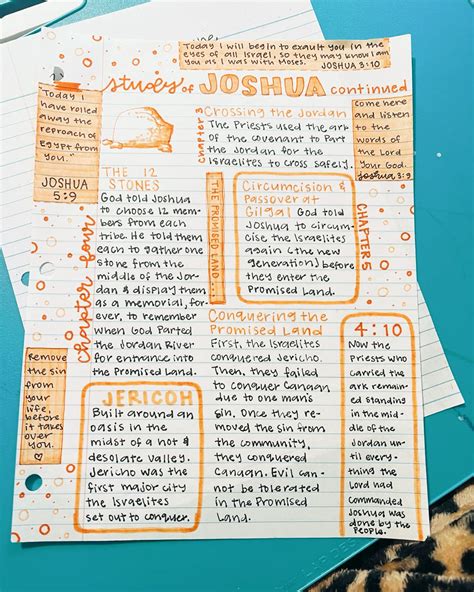 Aesthetic Bible Notes for Joshua Chapters 3-5 | Bible study notes on