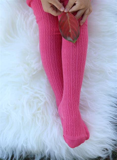 Cable Knit Tights For Girls And Baby Pink Light Pink Deep Etsy