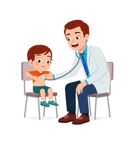Premium Vector | Doctor do examine to little kid to check the illness