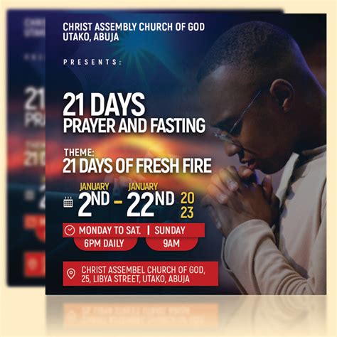 21 Days Prayer And Fasting Church Flyer Template Design Masterbundles