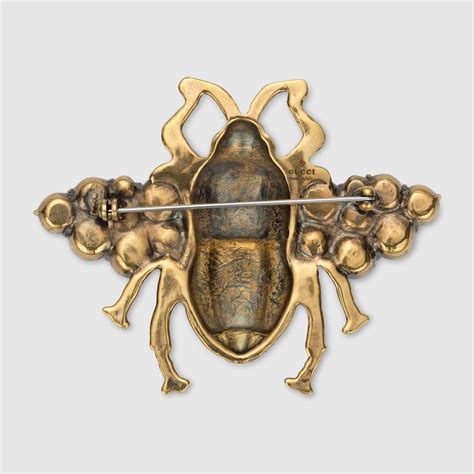 Bee Brooch With Crystals And Pearls Gucci®