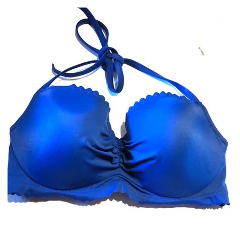 Victoria S Secret Swim Htf Victoria Secret Blue Form Halter Bikini Top Poshmark