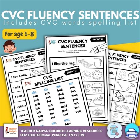 [ Printable Pdf ] Cvc Fluency Senteces Tn32 Worksheet Lembaran