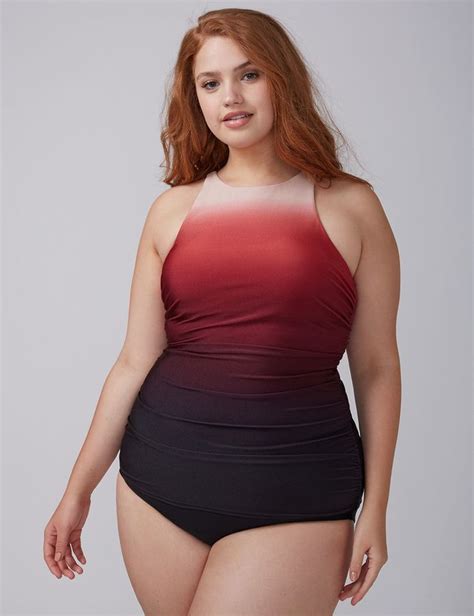 Lane Bryant Shimmer High Neck Swim Tankini Top With Built In No Wire