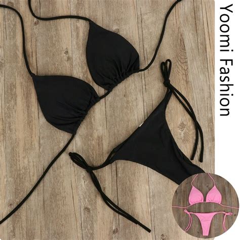 Bộ Bikini 2 mảnh màu trơn thời trang nữ có dây đeo cổ đồ đi biển cơ bản nhiều màu Shopee Việt Nam