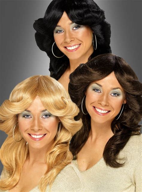 Föhnwelle Perücke 70er Jahre Disco und Popstar Outfit