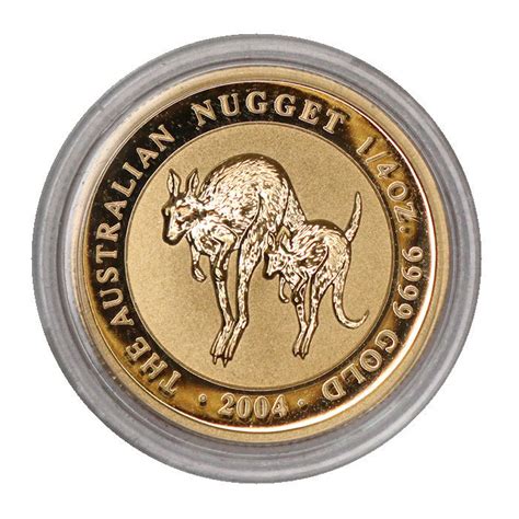 Australien 25 Dollars Nugget Känguru 1 4 oz Gold 2004 BU