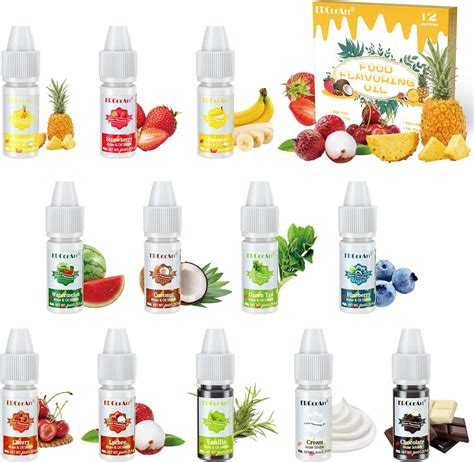 Flavour Drops - 12 Konzentrierte Lebensmittel Aromaöl, Flüssiger Lip ...