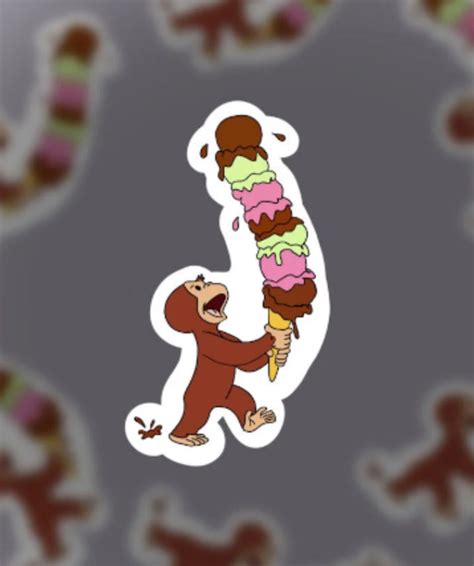 Curious George Ice Cream Sticker Etsy