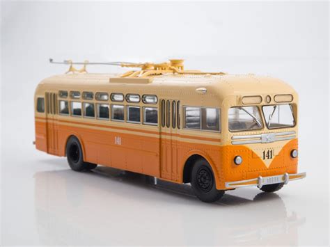 Купить 1:43 Троллейбус МТБ-82Д, бежевый / оранжевый - в Seven Models