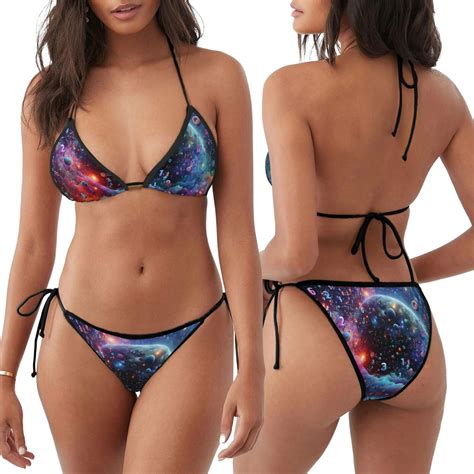 Japuie Outer Space Floating Numbers And Letters Print Women S Two Piece Bikini Swimsuit Sexy