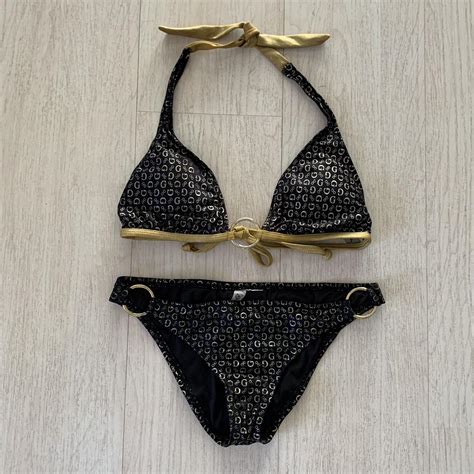 Early S Y K Black With Gold Gs Triangle Bikini Depop
