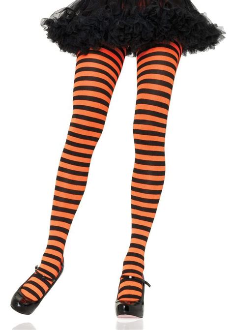 Striped Pantyhose 7100 Orange Black Nightshade Corsets