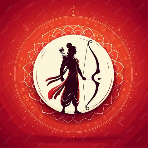 Lord Shri Ram Navami Festival Wishes Background Hindu God Rama Premium Ai Generated Vector