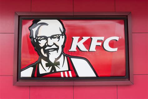 KFC logo on red background editorial stock photo. Image of bread - 23992708