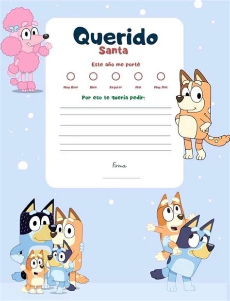 Carta Para Santa Claus De Bluey Plantillas Sencillas Para Editar E