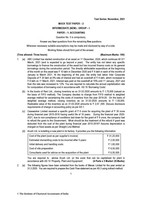 P Nov Mtp Ques Ca Intermediate Mtp Of Paper Accounting