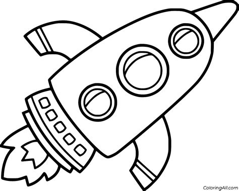 Cartoon Simple Rocket Coloring Page Coloringall