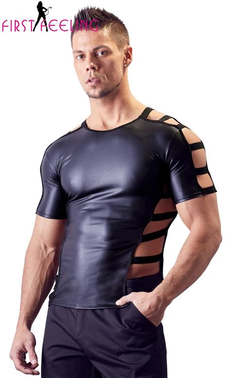 Plus M Xxl Male Fashion Clubwear Clothes Men Sexy Black Leather Tops