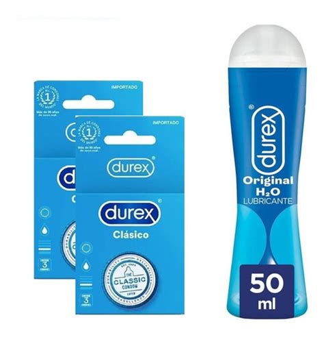 Durex Lubricante Intimo Original H20 50ml 6 Preservativos Cuotas