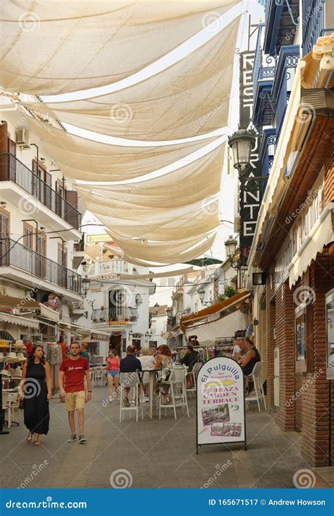 Street In Nerja Spain Shoppers Shopping And Editorial Photography