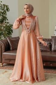 Elegant Biscuit Hijab Evening Dress Bs Neva Style