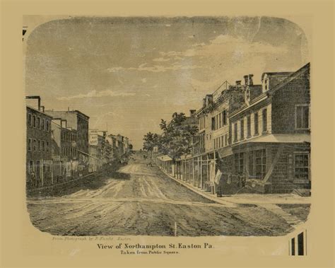 View of Northampton Street in Easton, Pennsylvania 1860 Old Town Map