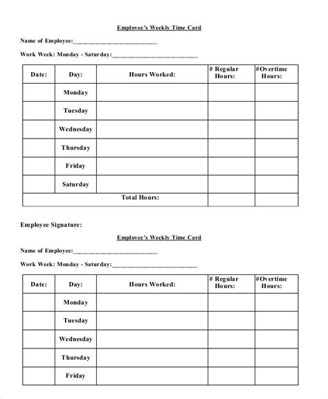 Free Printable Time Card Template - Free Templates Printable