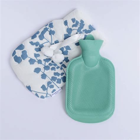 Reef Blue And White Mini Hot Water Bottle With Appliqu Stitching Blue White Company
