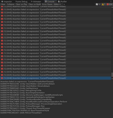 Assertion Failed On Expression Currentthreadismainthread Unity