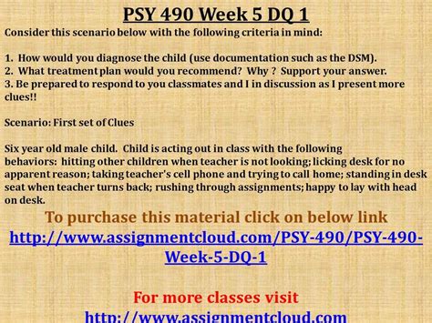 Psy 490 Week 5 Dq 1 Consider This Scenario Below With The Following Criteria In Mind 1 How