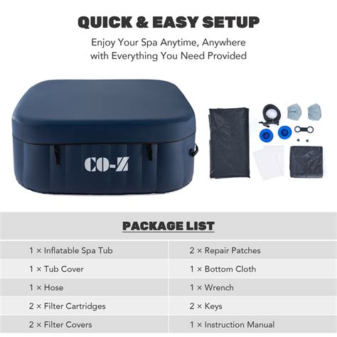 Co Z Portable Inflatable Hot Tub Spa Air Jets W Pump Cover Person New Ebay