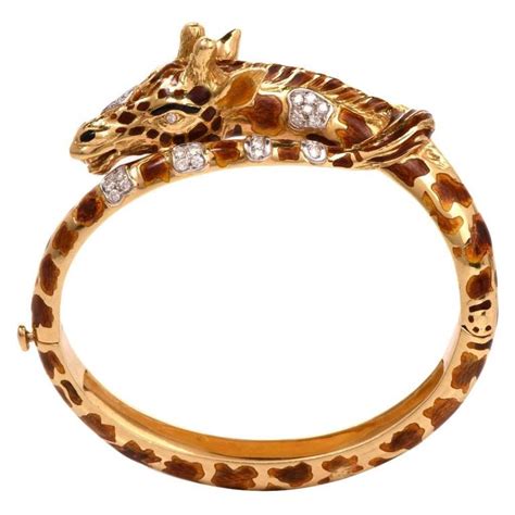 Diamond Enameled Gold Giraffe Bracelet At Stdibs