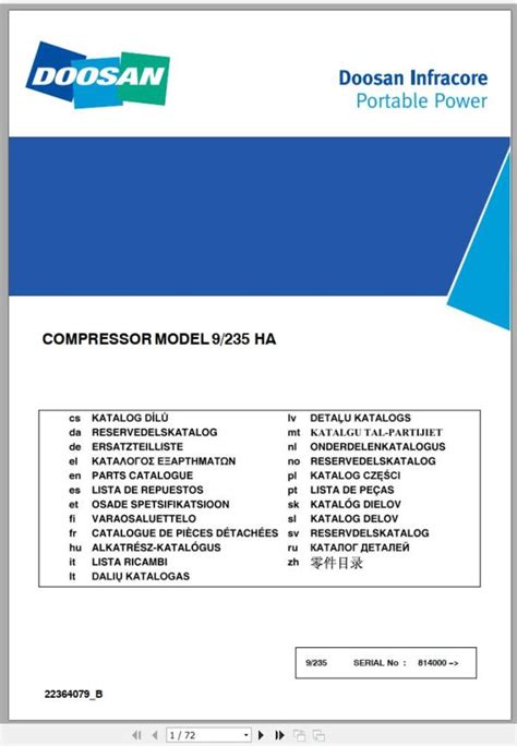 Ingersoll Rand Portable Compressor 9 235 Parts Manual Operation And