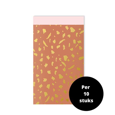 Cadeauzakjes Per Tien Stuks Terrazzo Pink Gold 12 X 19 Cm Star