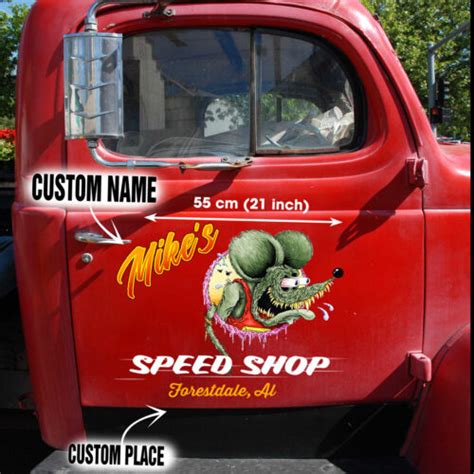 Personalized Hot Rod Garage Rat Fink Speed Shop Vinyl Stickers Dingmun