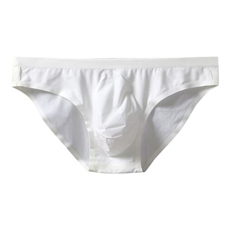 Kpoplk Men S Underwear Bikini Briefs Low Rise Half Back Coverage Silky Touch Underpants White XL