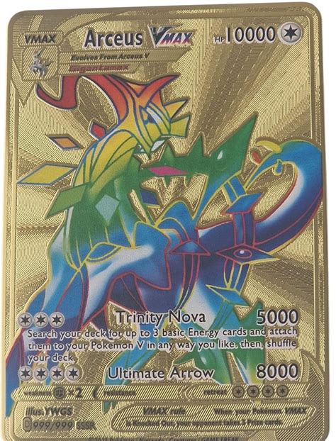 Pokemon Metal Gold Card New Arceus Vmax Rainbow Hp Pikachu