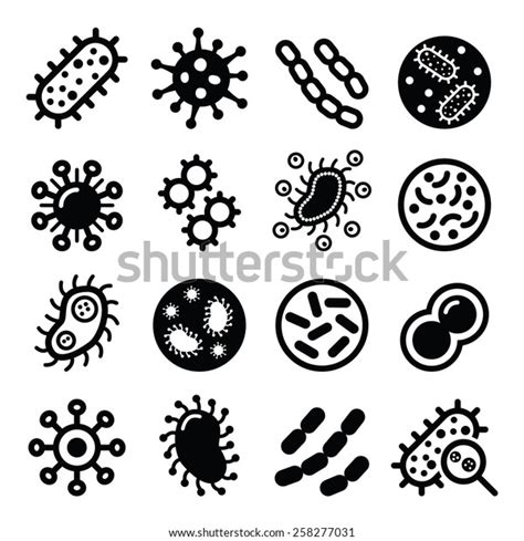 Bacteria Superbug Virus Icons Set Stock Vector Royalty Free 258277031