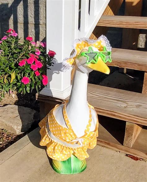 Porch Goose Outfit Yellow Polka Dot Bikini Goose Outfit Fits 23 To 25 Inch Plastic Andcement