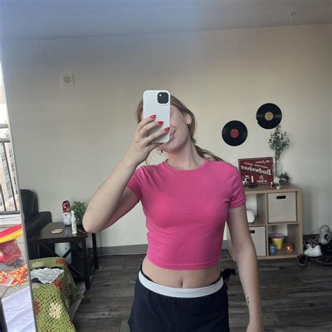 Target Hot Pink Cropped Tee Depop