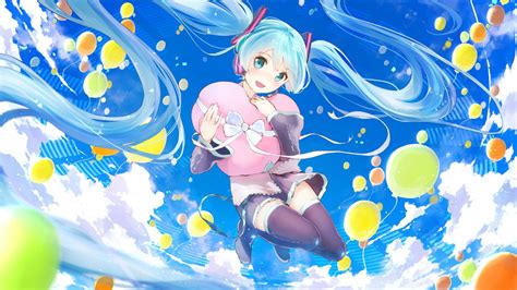 1920x1080 Anime Girls Vocaloid Hatsune Miku Twintails Aqua Hair Aqua