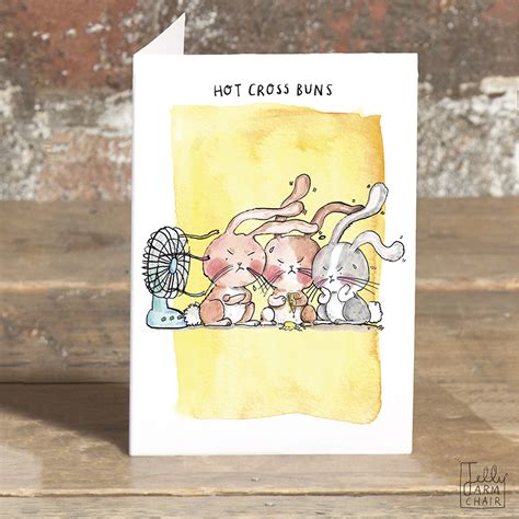 Hot Cross Buns Card Boo Bees Jelly Armchair Illustrated Puns Humorous Greeting Cards