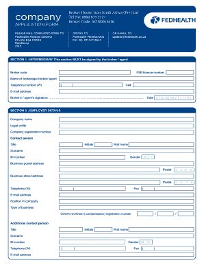 Fillable Online Fedhealth Company Application Form 2016 Fax Email Print