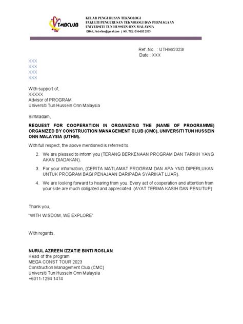 Contoh Surat Sponsorship Pdf