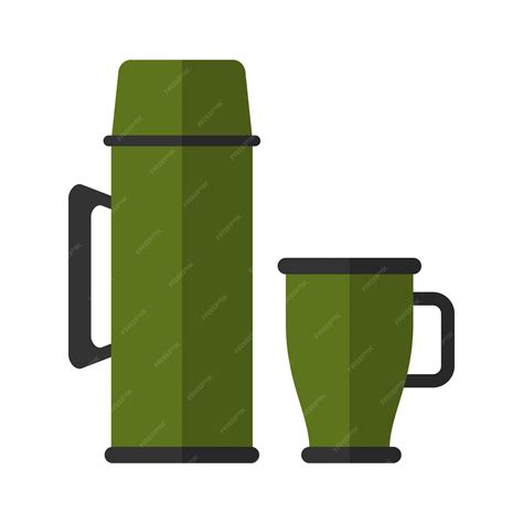 Premium Vector | Thermos and thermo cup in flat style isolated on white ...
